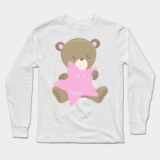 Cute Bear, Little Bear, Baby Bear, Bear With Star Long Sleeve T-Shirt